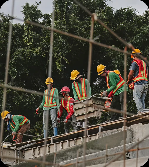 A render of three white cylindrical columns, against a warm creme background